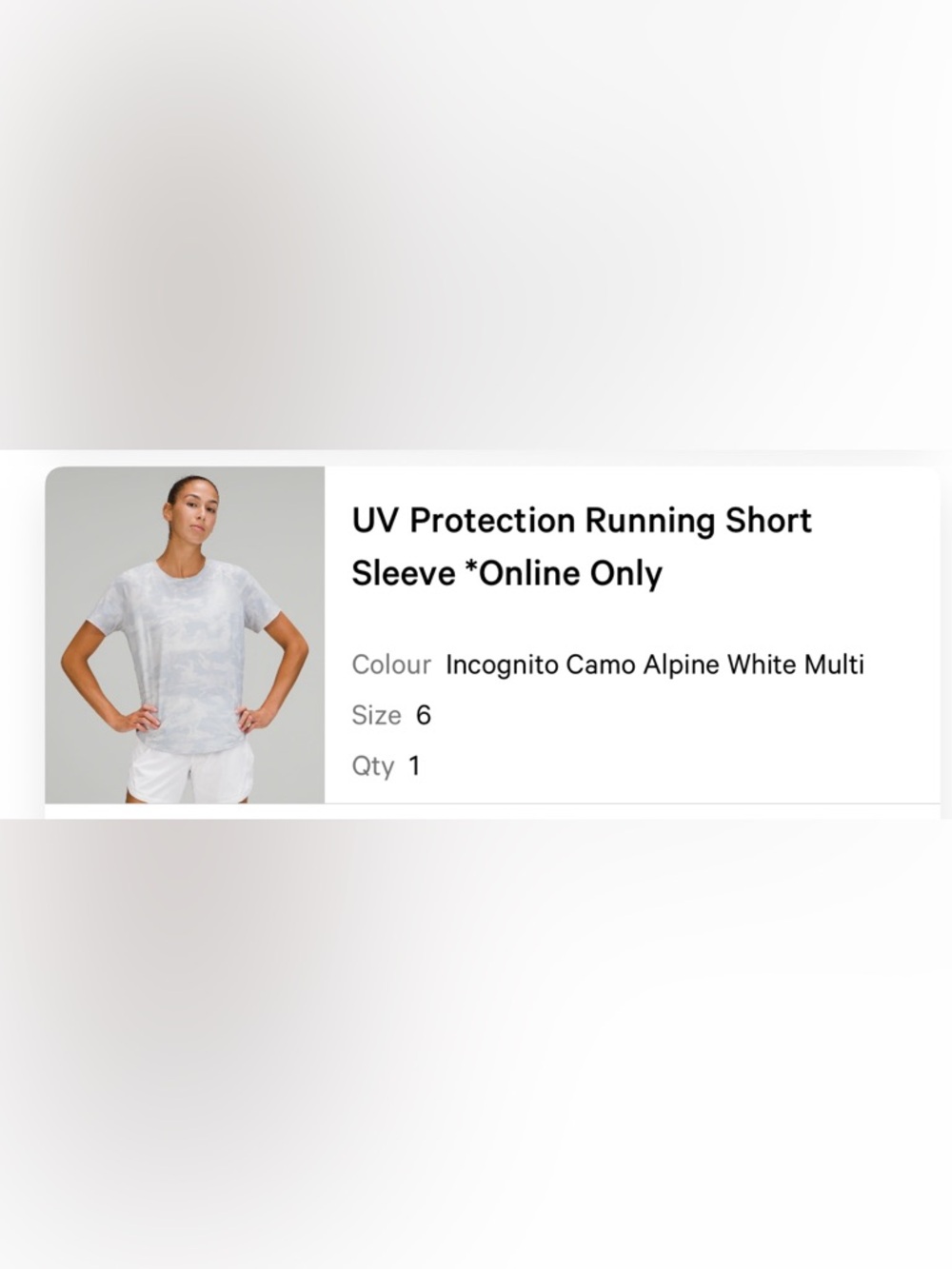 Lululemon UV Protection Ruched Sleeve Rashguard - Incognito Camo size 6